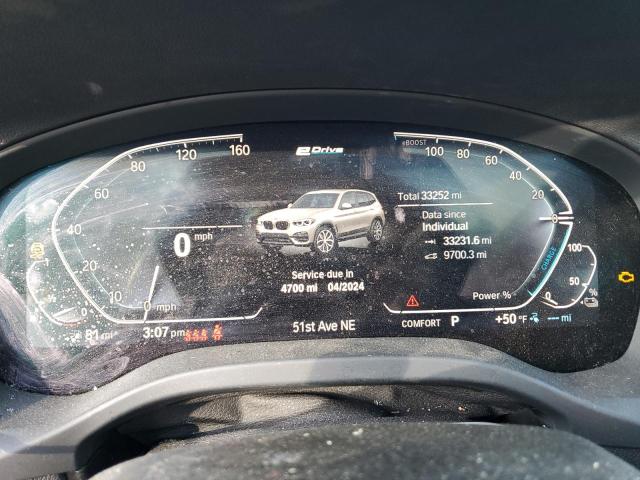 5UXTS1C07M9D97394 - 2021 BMW X3 XDRIVE30E SILVER photo 9