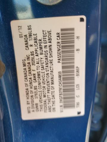 2HGFB2F81CH544859 - 2012 HONDA CIVIC EX TURQUOISE photo 12