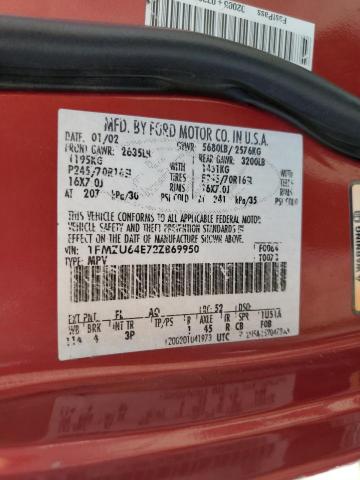 1FMZU64E72ZB69950 - 2002 FORD EXPLORER EDDIE BAUER 红色 照片 13