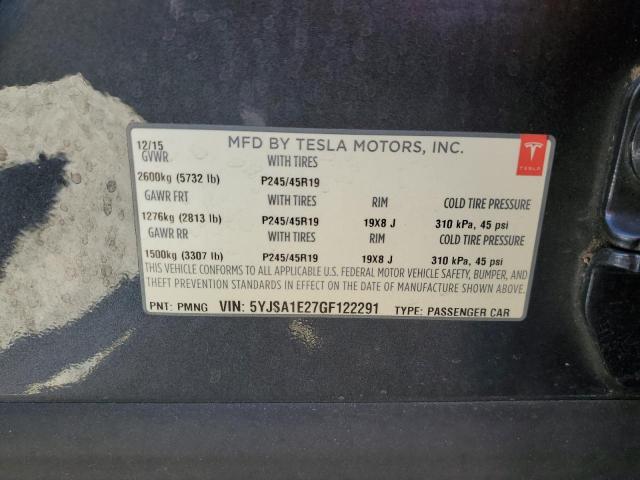 5YJSA1E27GF122291 - 2016 TESLA MODEL S Grafit fotoğraf 12