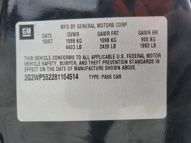 2G2WP552281164514 - 2008 PONTIAC GRAND PRIX 黑色 照片 12