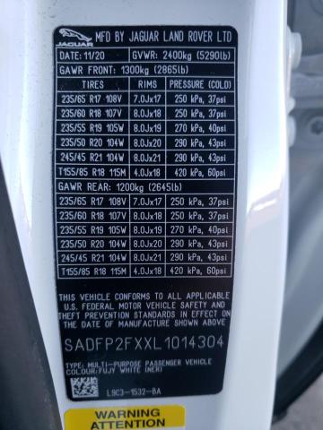 SADFP2FXXL1014304 - 2020 JAGUAR E-PACE SE WHITE photo 12