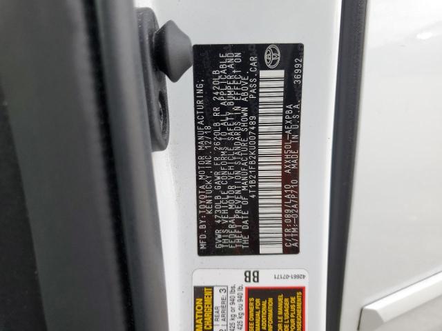 4T1B21FB2KU007489 - 2019 TOYOTA AVALON XLE WHITE photo 12