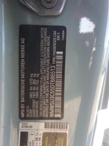 WMWSU3C55DT686513 - 2013 MINI COOPER 青色 照片 13