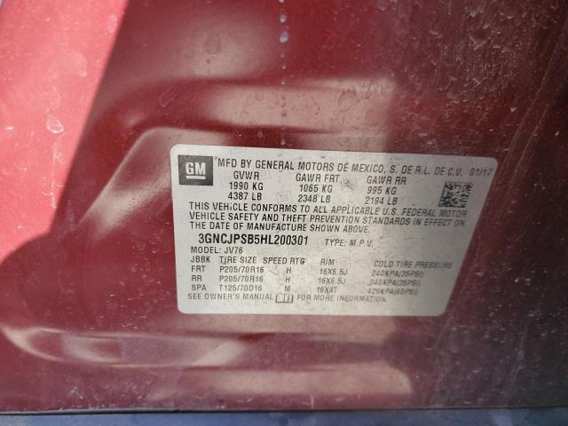 3GNCJPSB5HL200301 - 2017 CHEVROLET TRAX 1LT BURGUNDY photo 14