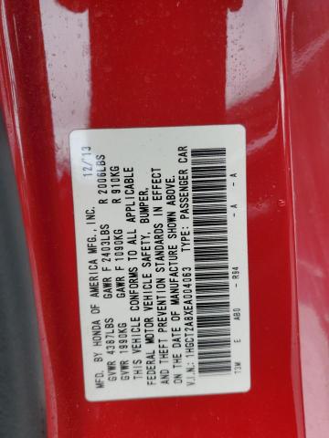 1HGCT2A8XEA004063 - 2014 HONDA ACCORD EXL 红色 照片 12