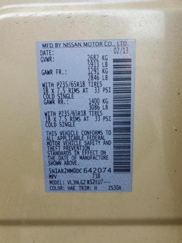 5N1AR2MM0DC642074 - 2013 NISSAN PATHFINDER S Ոսկեգույն լուսանկար 13