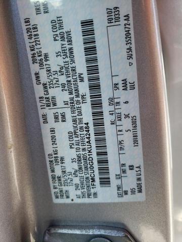 1FMCU0GD1KUA42484 - 2019 FORD ESCAPE SE SILVER photo 14