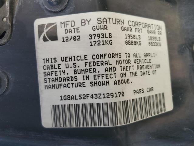 1G8AL52F43Z129170 - 2003 SATURN ION LEVEL 3 SILVER photo 12