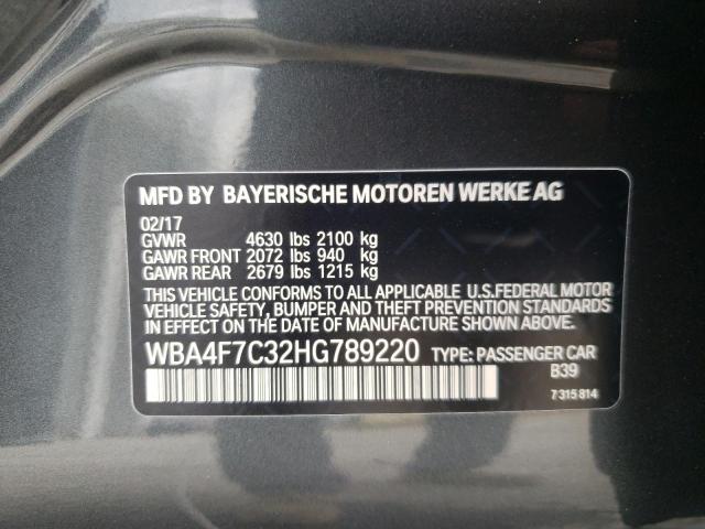 WBA4F7C32HG789220 - 2017 BMW 430I GRAN COUPE GRAY photo 12