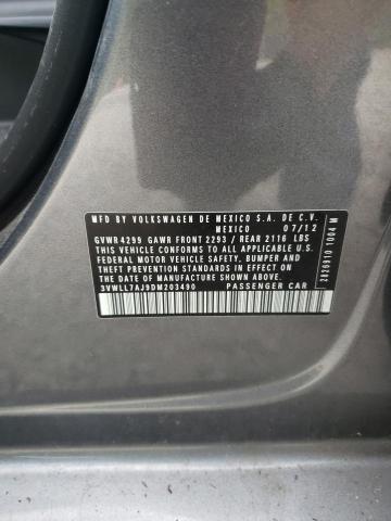 3VWLL7AJ9DM203490 - 2013 VOLKSWAGEN JETTA TDI GRAY photo 12