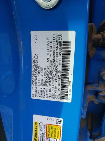 19XFL2H87NE001264 - 2022 HONDA CIVIC SPORT 蓝色 照片 12