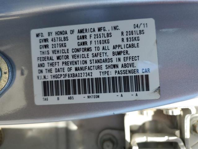 1HGCP3F8XBA027342 - 2011 HONDA ACCORD EXL 银色 照片 13