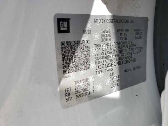 1GCGSBEN6J1309606 - 2018 CHEVROLET COLORADO WHITE photo 12