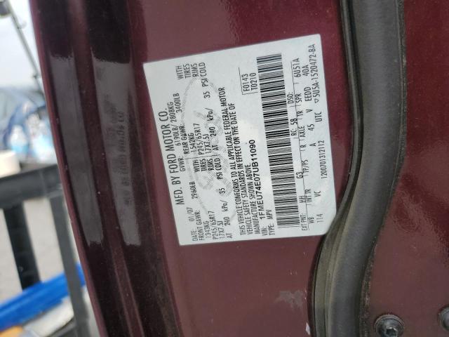 1FMEU74E07UB11090 - 2007 FORD EXPLORER EDDIE BAUER BURGUNDY photo 13