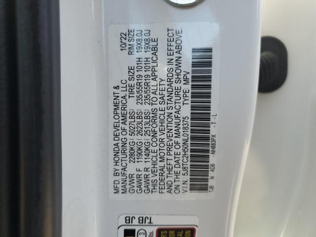 5J8TC2H50NL018375 - 2022 ACURA RDX TECHNOLOGY WHITE photo 14