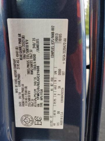 1FMCU9J92JUC21608 - 2018 FORD ESCAPE TITANIUM Mavi fotoğraf 13