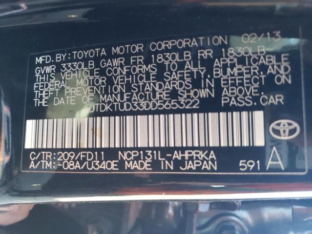 JTDKTUD33DD565322 - 2013 TOYOTA YARIS GRAY photo 12