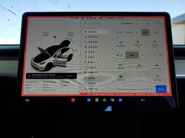 7SAYGDEF1NF340546 - 2022 TESLA MODEL Y WHITE photo 9