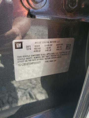 1G1ZB5ST6HF203501 - 2017 CHEVROLET MALIBU LS CHARCOAL photo 12