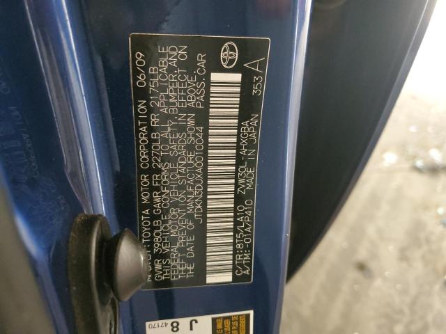 JTDKN3DUXA0010044 - 2010 TOYOTA PRIUS 蓝色 照片 12