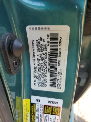 1NXBU4EE3AZ306253 - 2010 TOYOTA COROLLA BASE GREEN photo 12