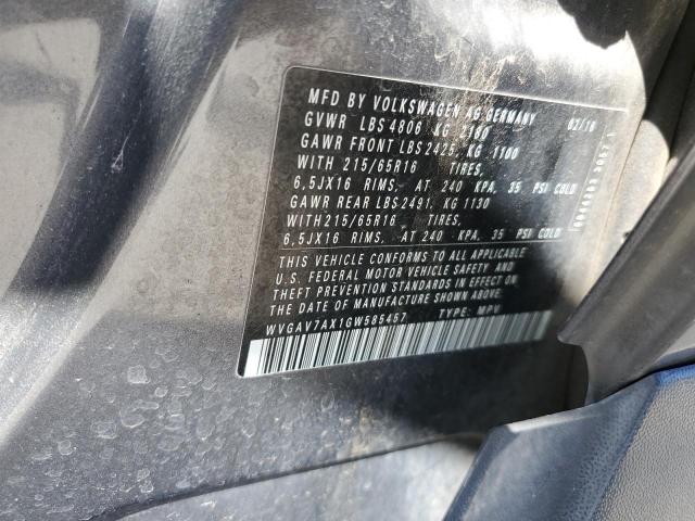 WVGAV7AX1GW585457 - 2016 VOLKSWAGEN TIGUAN S GRAY photo 14