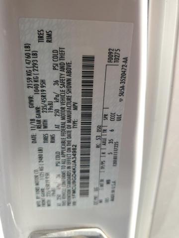 1FMCU9GD4KUA34982 - 2019 FORD ESCAPE SE Ақ фото 14