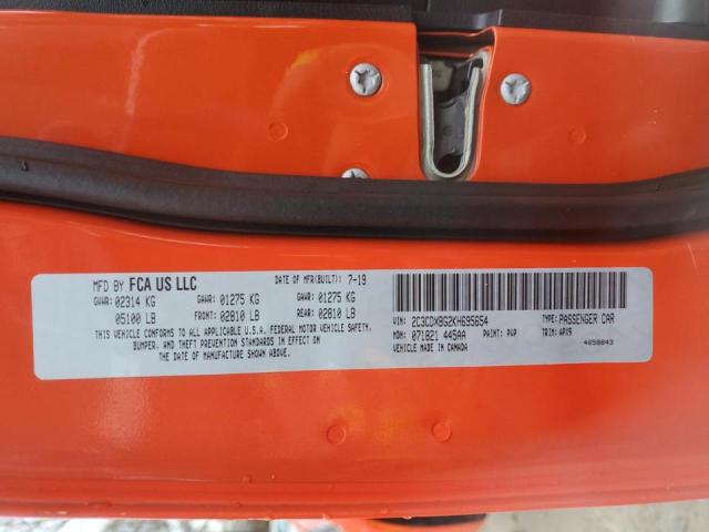 2C3CDXBG2KH695654 - 2019 DODGE CHARGER SXT ORANGE photo 12