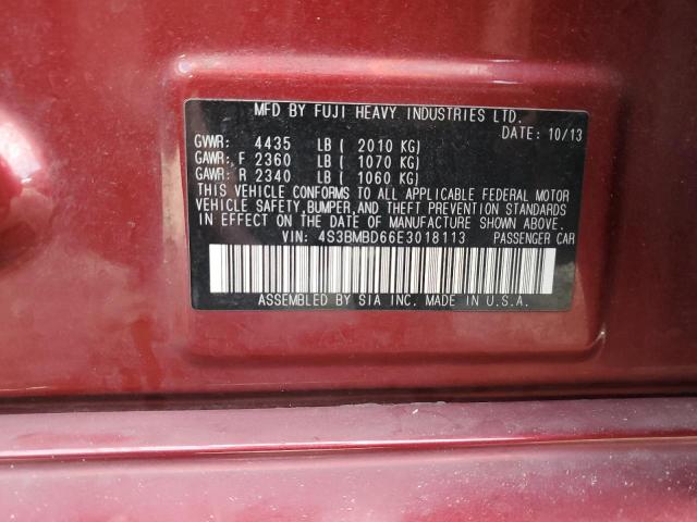 4S3BMBD66E3018113 - 2014 SUBARU LEGACY 2.5I PREMIUM RED photo 12