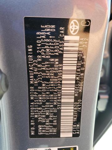 5YFB4MDE8PP036948 - 2023 TOYOTA COROLLA LE Сірий фото 12