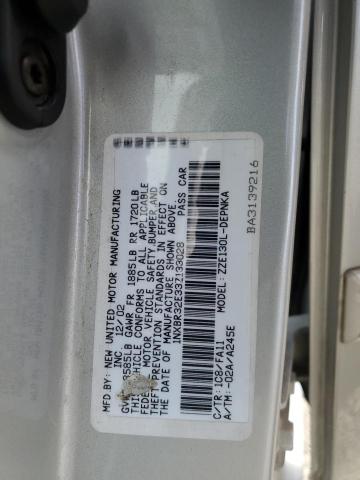 1NXBR32E33Z133028 - 2003 TOYOTA COROLLA CE SILVER photo 12