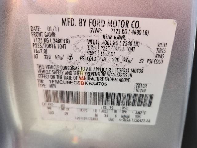 1FMCU9EG6BKB34705 - 2011 FORD ESCAPE LIMITED SILVER photo 12