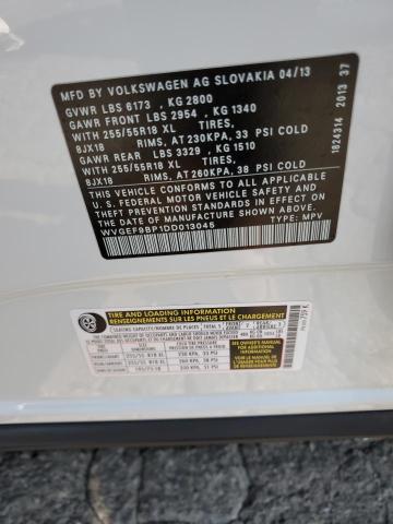 WVGEF9BP1DD013045 - 2013 VOLKSWAGEN TOUAREG V6 WHITE photo 14