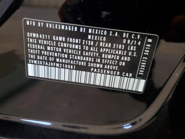 3VW2K7AJ0FM216081 - 2015 VOLKSWAGEN JETTA BASE BLACK photo 12