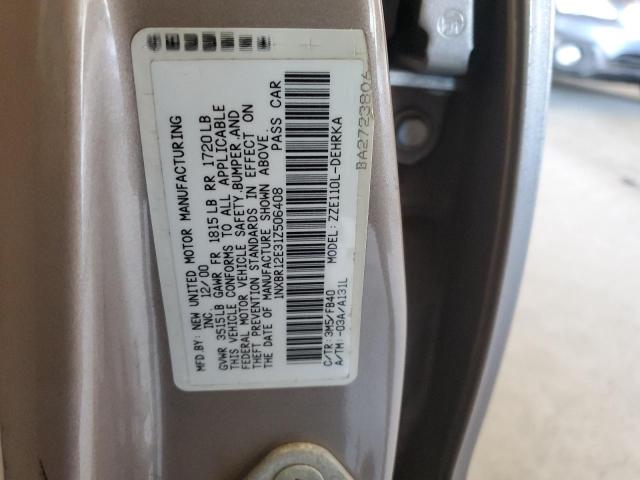 1NXBR12E31Z506408 - 2001 TOYOTA COROLLA CE TAN photo 12