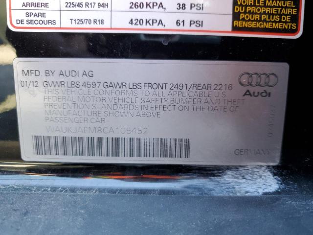 WAUKJAFM8CA105452 - 2012 AUDI A3 PREMIUM PLUS BLACK photo 12