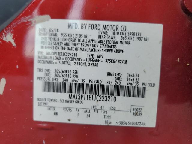 MAJ3P1TE1JC223210 - 2018 FORD ECOSPORT SE برغندي صورة 13