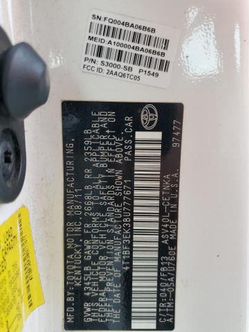 4T1BF3EK3BU777671 - 2011 TOYOTA CAMRY BASE WHITE photo 12