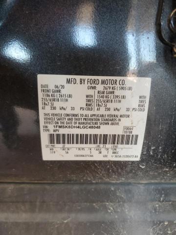 1FMSK8DH4LGC48048 - 2020 FORD EXPLORER XLT 石墨色 照片 14