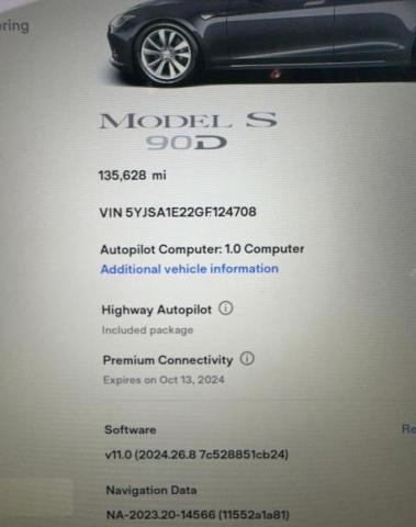 5YJSA1E22GF124708 - 2016 TESLA MODEL S 灰色 照片 8