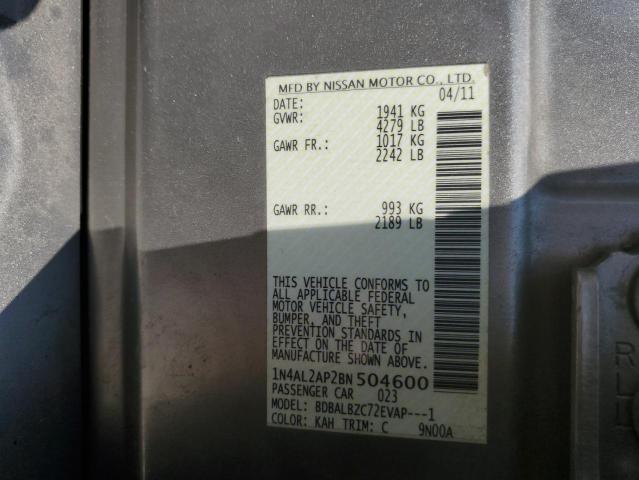 1N4AL2AP2BN504600 - 2011 NISSAN ALTIMA BASE 棕色 照片 12