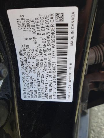 2HGFC2F81MH548781 - 2021 HONDA CIVIC SPORT 黑色 照片 12