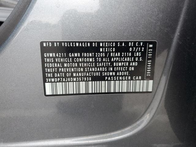 3VWDP7AJ6DM357938 - 2013 VOLKSWAGEN JETTA SE Գրաֆիտ լուսանկար 12