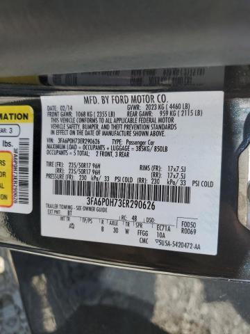 3FA6P0H73ER290626 - 2014 FORD FUSION SE BLUE photo 12