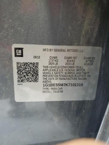 1G1BE5SM7K7101319 - 2019 CHEVROLET CRUZE LT ნაცრისფერი ფოტო 12