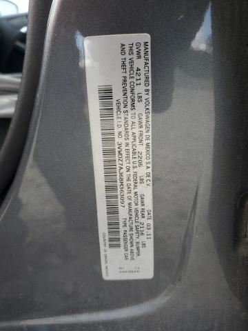 3VWDZ7AJ6BM363097 - 2011 VOLKSWAGEN JETTA SE GRAY photo 12