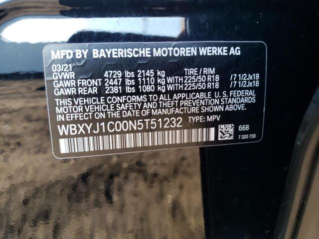 WBXYJ1C00N5T51232 - 2022 BMW X2 XDRIVE28I BLACK photo 13