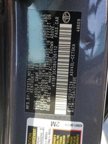 4T1BF3EK0BU126112 - 2011 TOYOTA CAMRY BASE GRAY photo 12