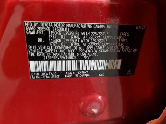 2T3RFREV3EW149634 - 2014 TOYOTA RAV4 XLE BROWN photo 13